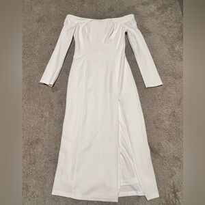 Lulu's White Off-Shoulder Long Sleeve Dress